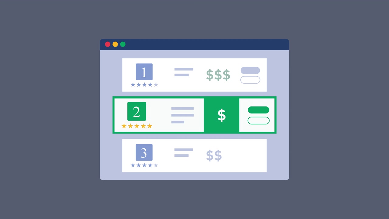 Animated Software Interface Showing Pricing Plan Selection