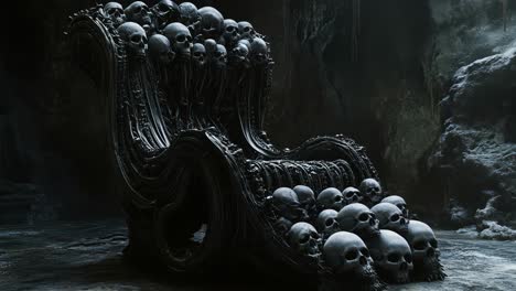 Skull Throne in a Dark Cave