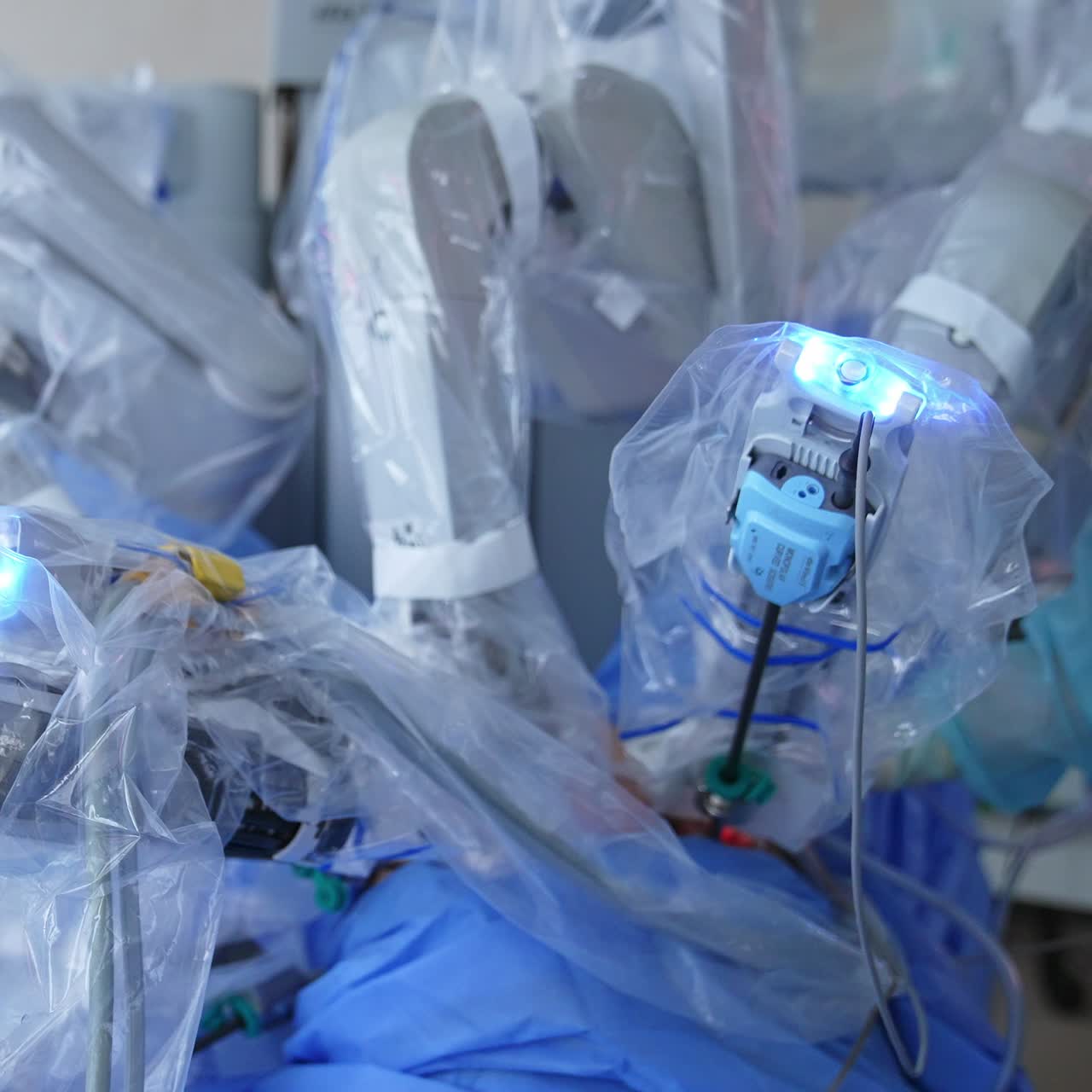 Healthcare surgery machine in modern hospital. Modern surgery robot making surgical proccess