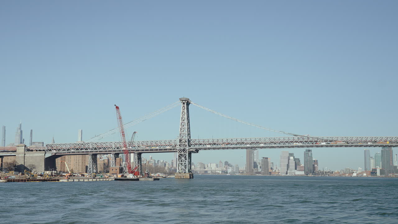 New York City Skyline with Construction on a Bridge