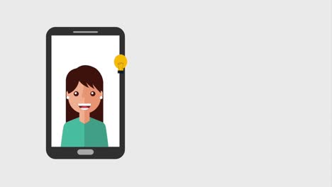 young woman talking in screen mobile phone