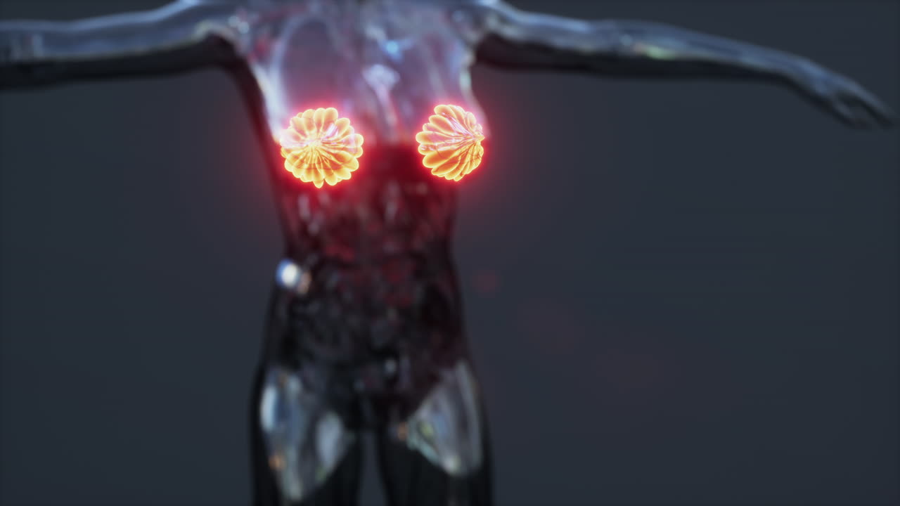 seno femenino con cáncer de foco de inflamación