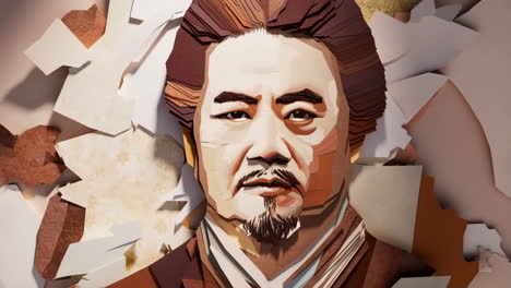 stylized paper art portrait of a man