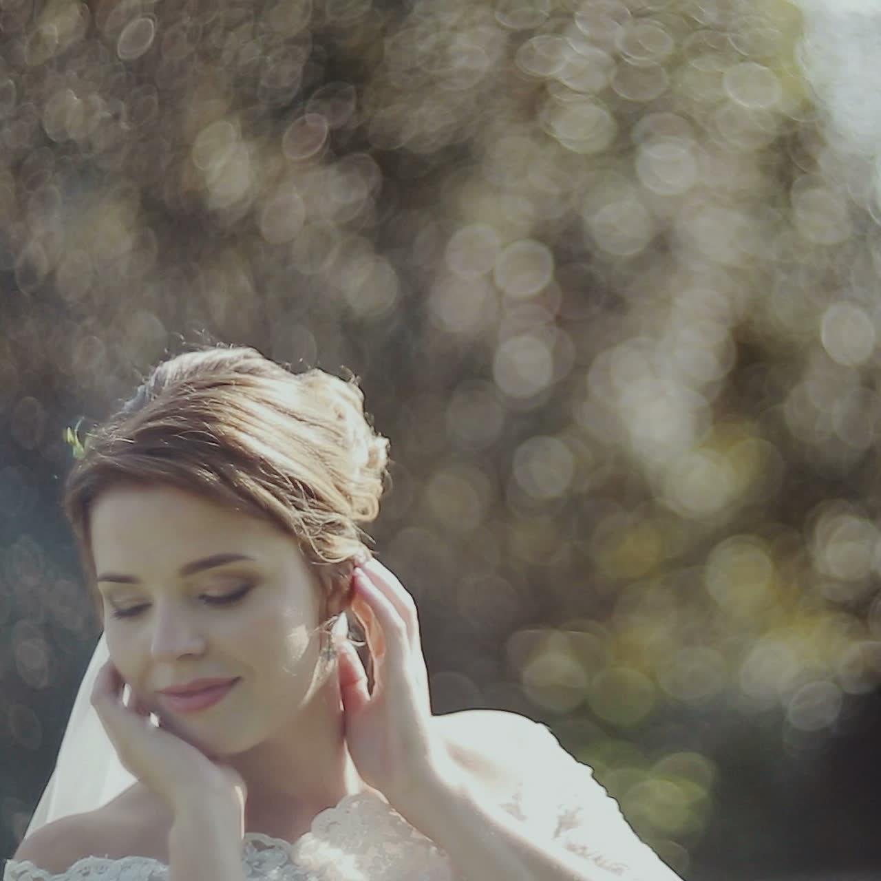 Elegant bride looking at the camera Square video