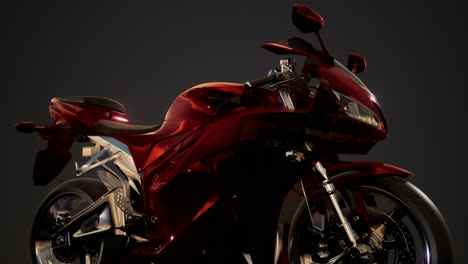 Moto-Sport-Bike-En-Estudio-Oscuro-Con-Luces-Brillantes