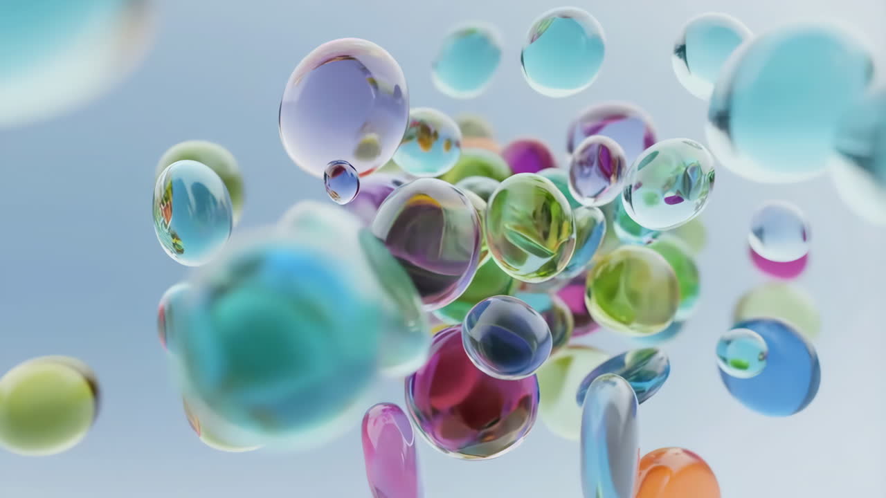 Colorful Translucent Spheres Floating Abstract Background