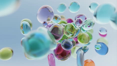 colorful translucent spheres floating abstract background