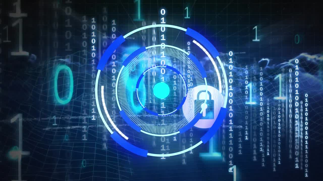Animation of scope scanning over binary coding and clouds