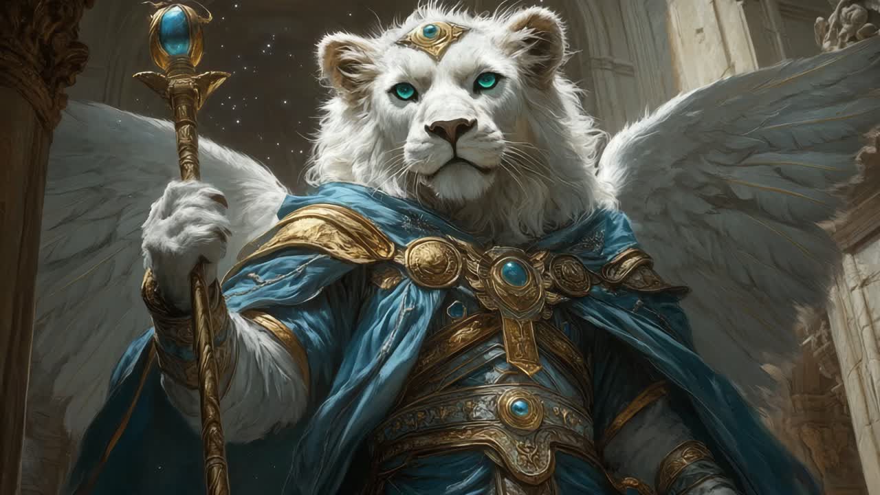 Majestic Winged Lion, Guardian Figure