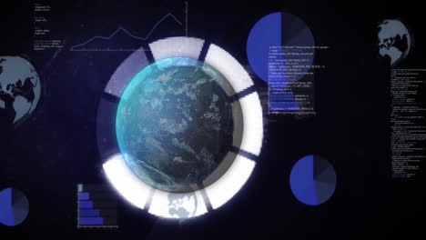 animación del procesamiento de datos financieros y estadísticas en todo el mundo