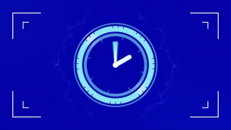 Animación-Del-Reloj-En-Movimiento-Sobre-Fondo-Azul