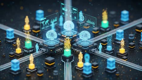 advanced digital network visualization with dynamic data representations and interactive elements showcasing global connections and information exchange