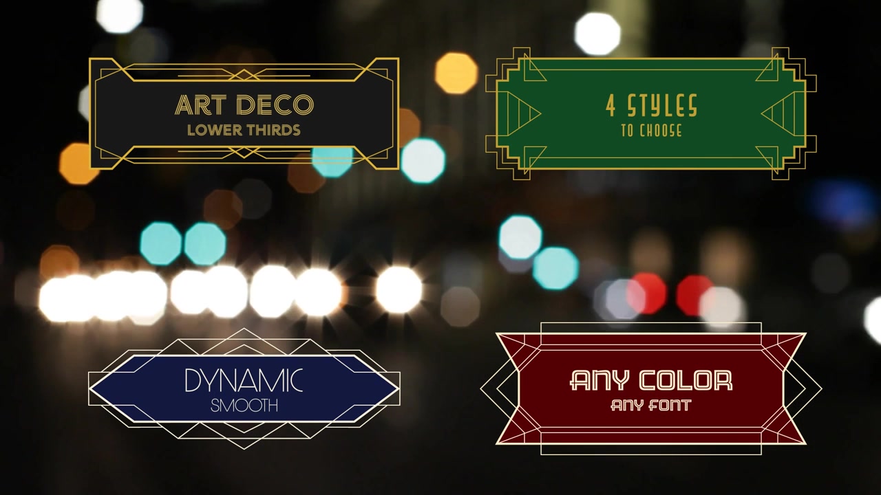 Animated Art Deco Style Lower Thirds Graphics Collection