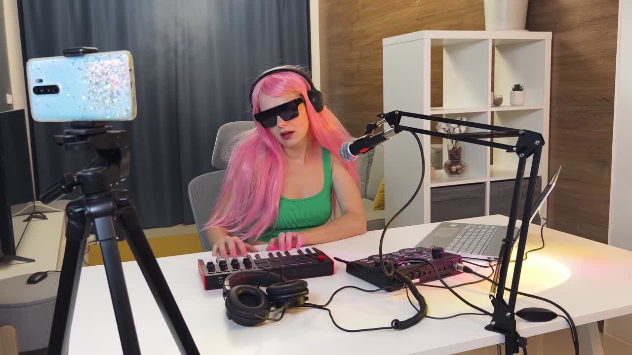 músico transmitiendo video de producción musical