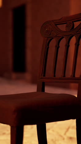 close-up of a vintage wooden chair with carved details