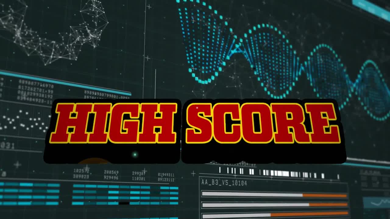 Animation of high score text over digital interface