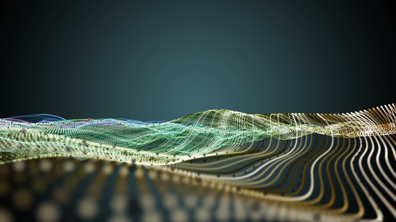 천천히 움직이는 입자 파동 물체와 함께 환상적인 애니메이션, 4096x2304 루프 4k