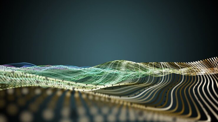 Fantastic animation with particle wave object in slow motion, 4096x2304 loop 4K