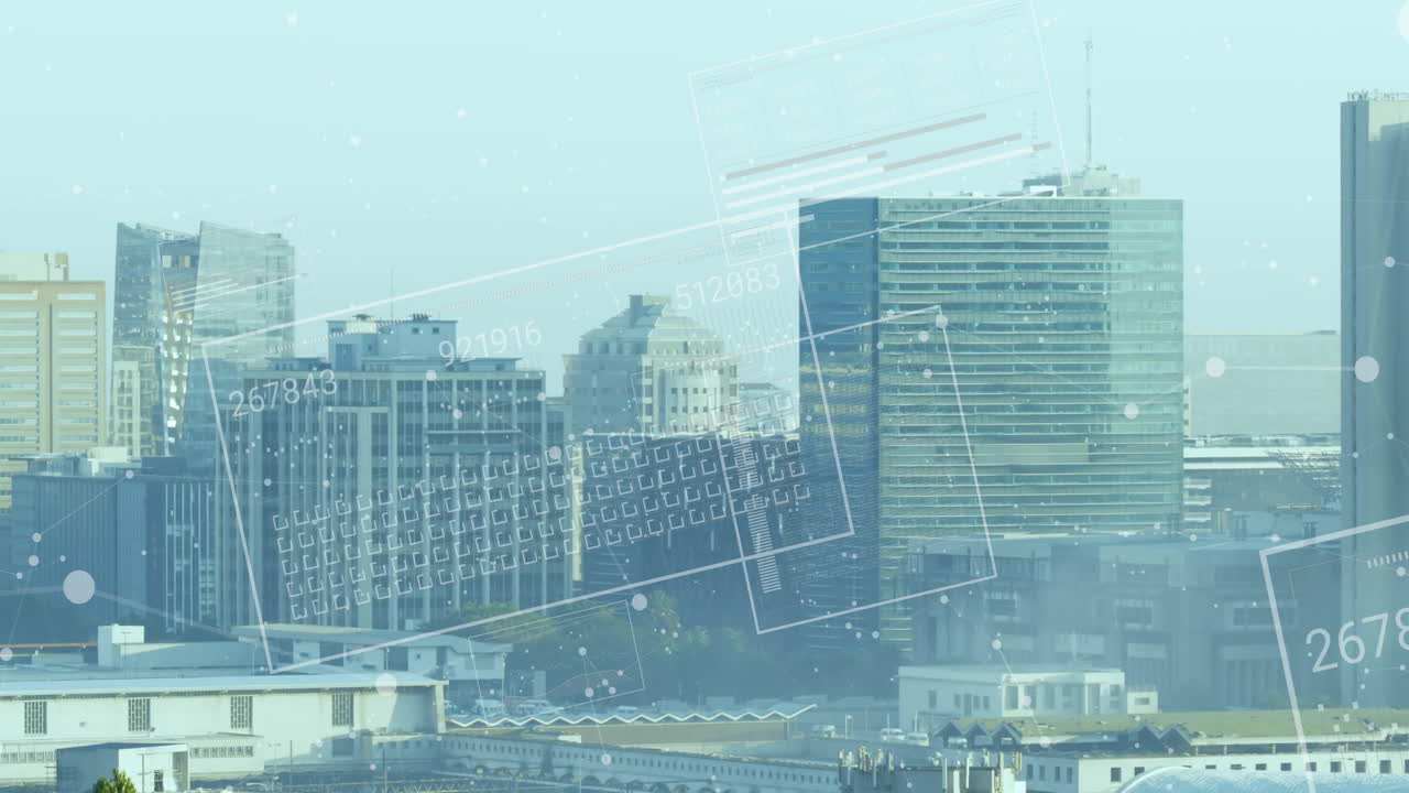 건물 위의 금융 데이터 처리의 애니메이션