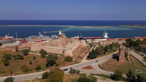 aerial 4k famagusta walled city, old town and varosha landscapes in north cyprus