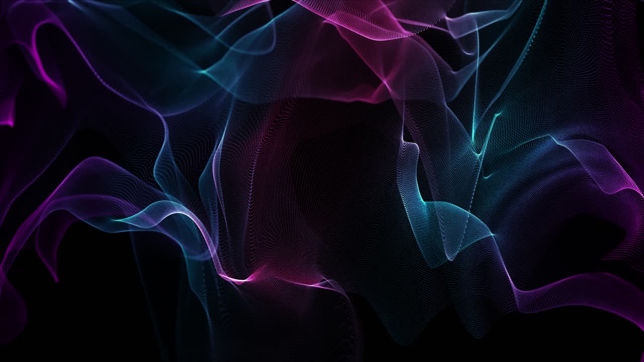 Dynamic Purple Smoke Wave: Smooth Flowing Pattern with Glowing AI Effects in Cyberspace