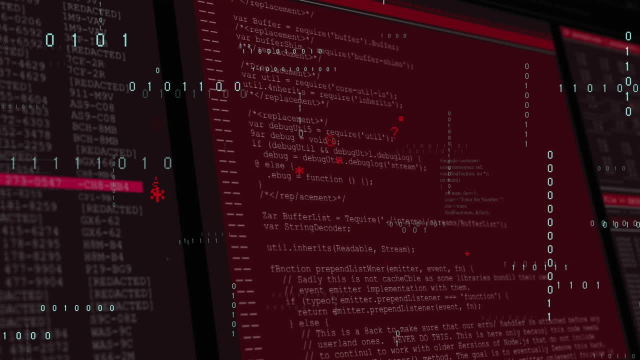 animación del procesamiento de datos sobre un fondo negro