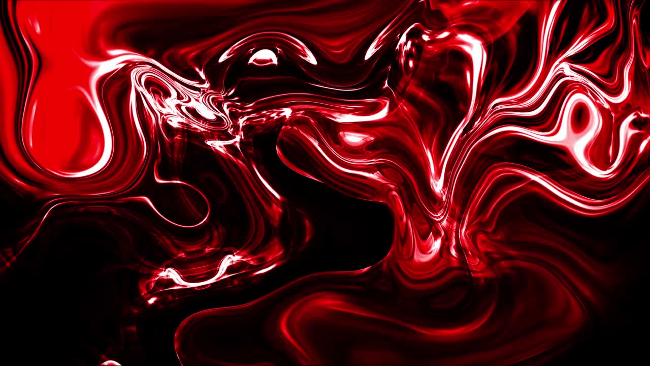 Texture liquida astratta, rossa e colorata, vorticosa. Video di animazione 4K