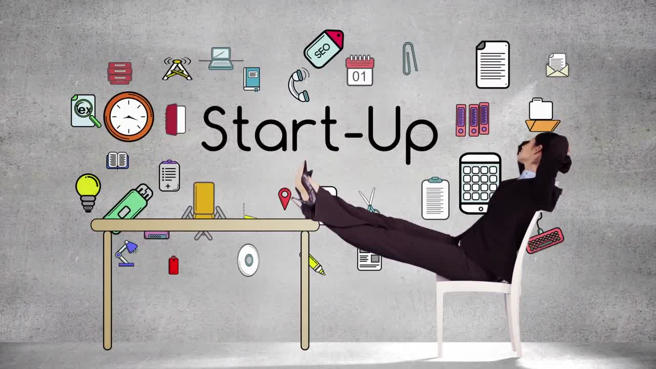 Smiling businesswoman relaxing herself