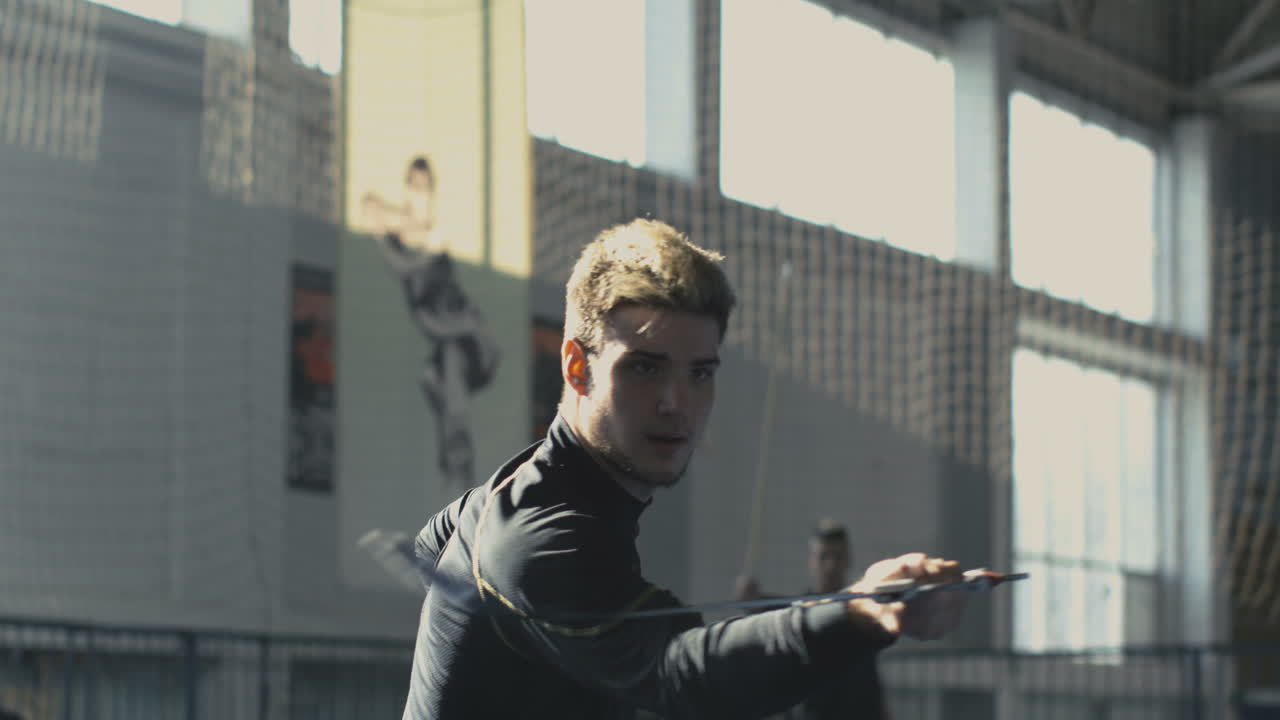 Man Practicing Swordsmanship