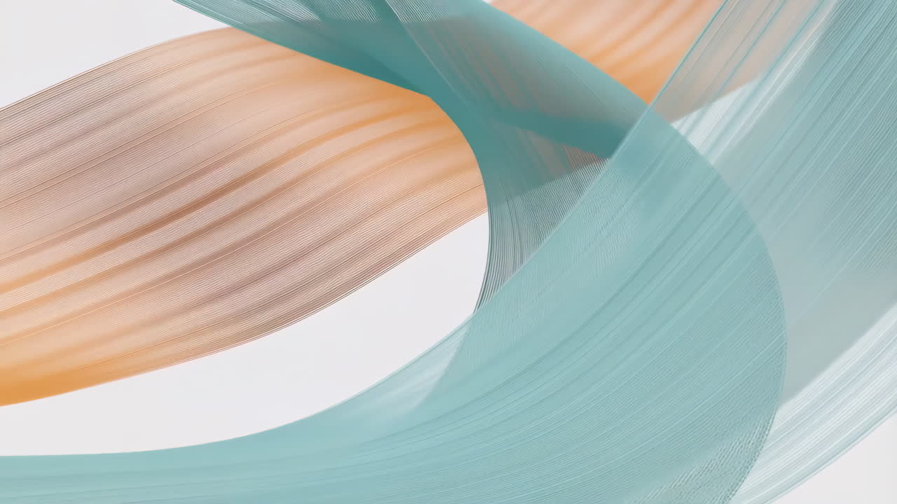 Abstract Flowing Ribbons in Teal and Peach Tones