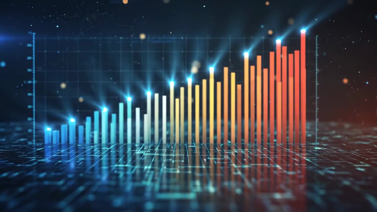 Animated 3D Bar Chart Showing Financial Growth and Data Analysis