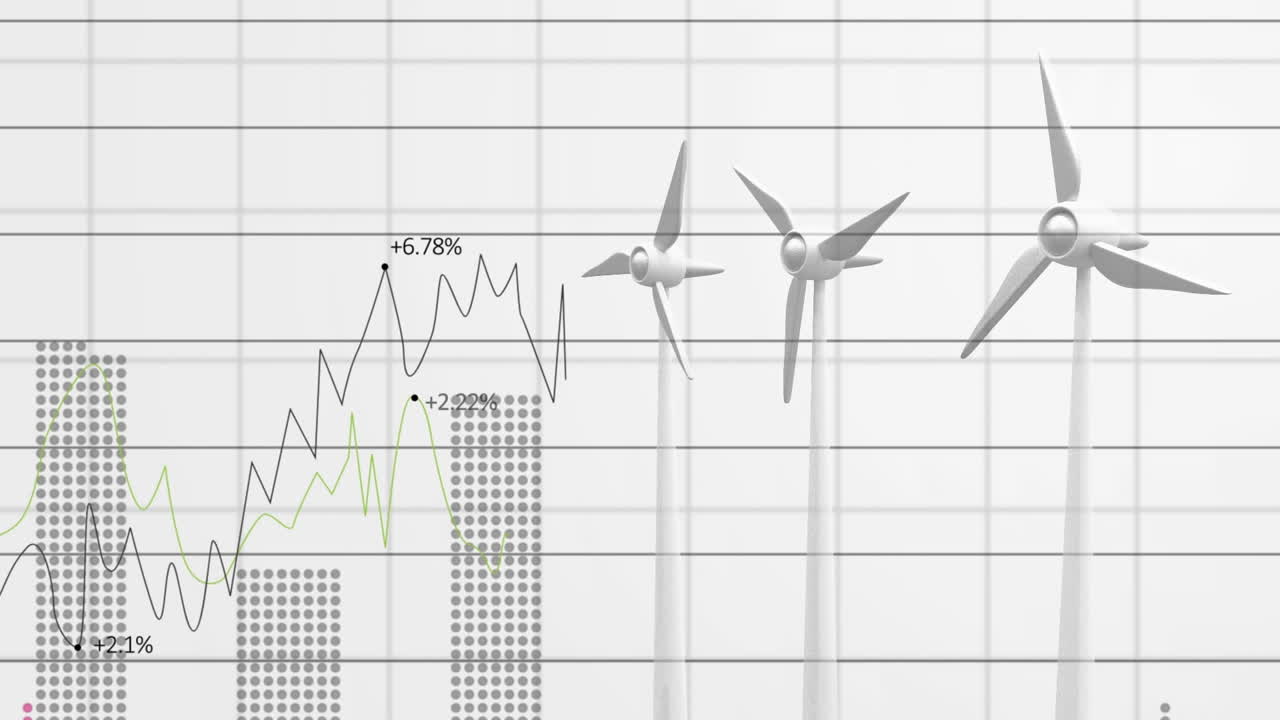 풍력 터빈에서 데이터 처리의 애니메이션