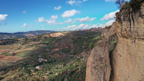 aerial views over valley in ronda, a historical town on the edge of a gorge