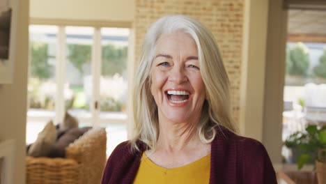 video of senior happy smiling caucasian woman inside of house