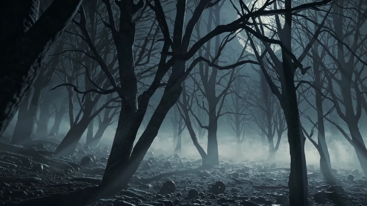 bosque espeluznante por la noche