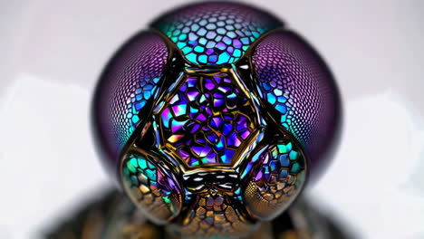 vibrant close-up of an iridescent insect compound eye