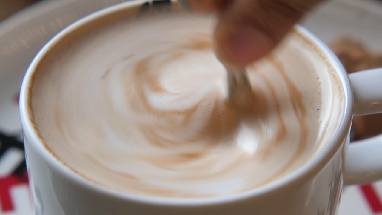 Latte with a spoon