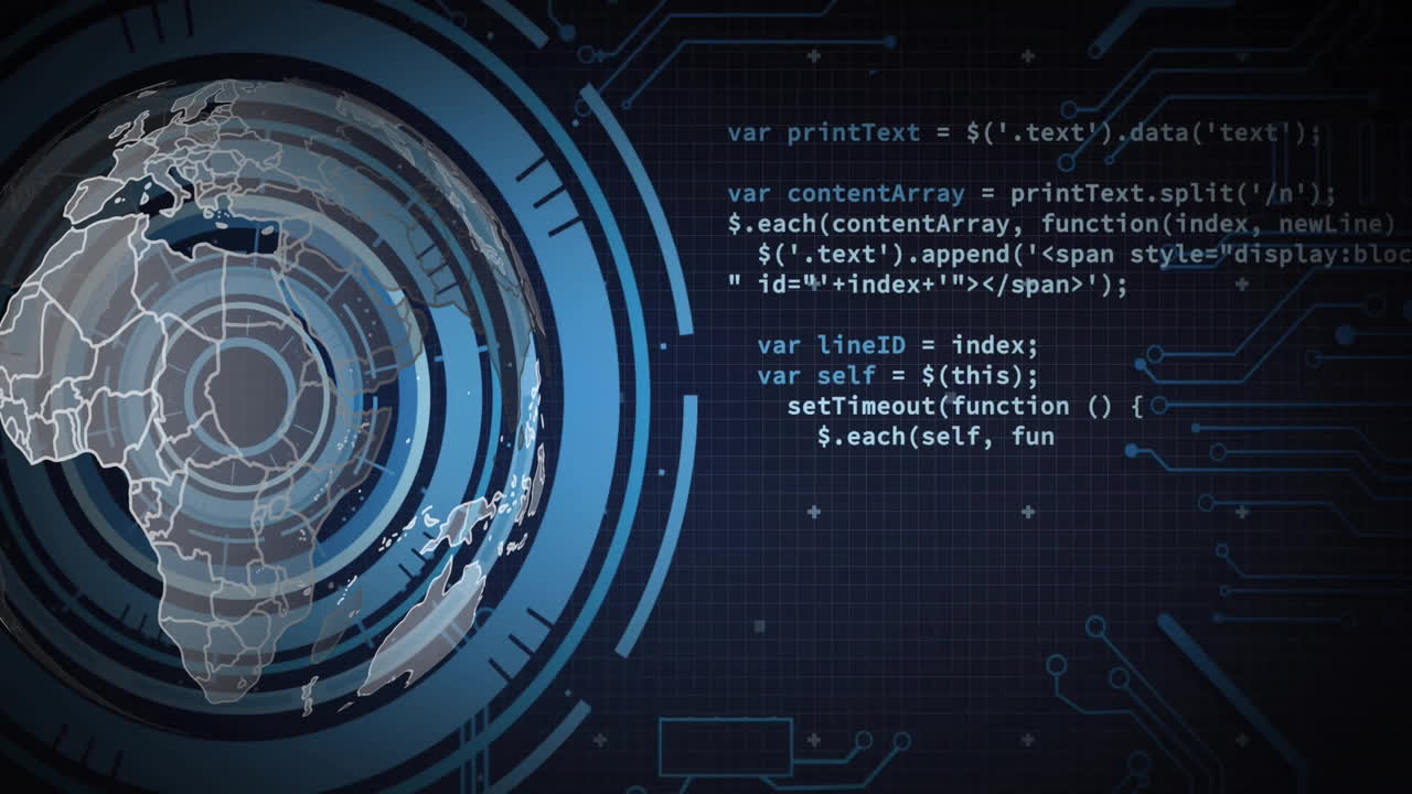 Animation of scope and data processing over globe