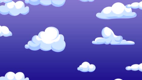 cartoon clouds in a purple sky