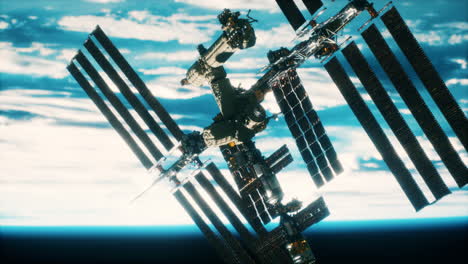 international space station on orbit of earth planet elements furnished by nasa