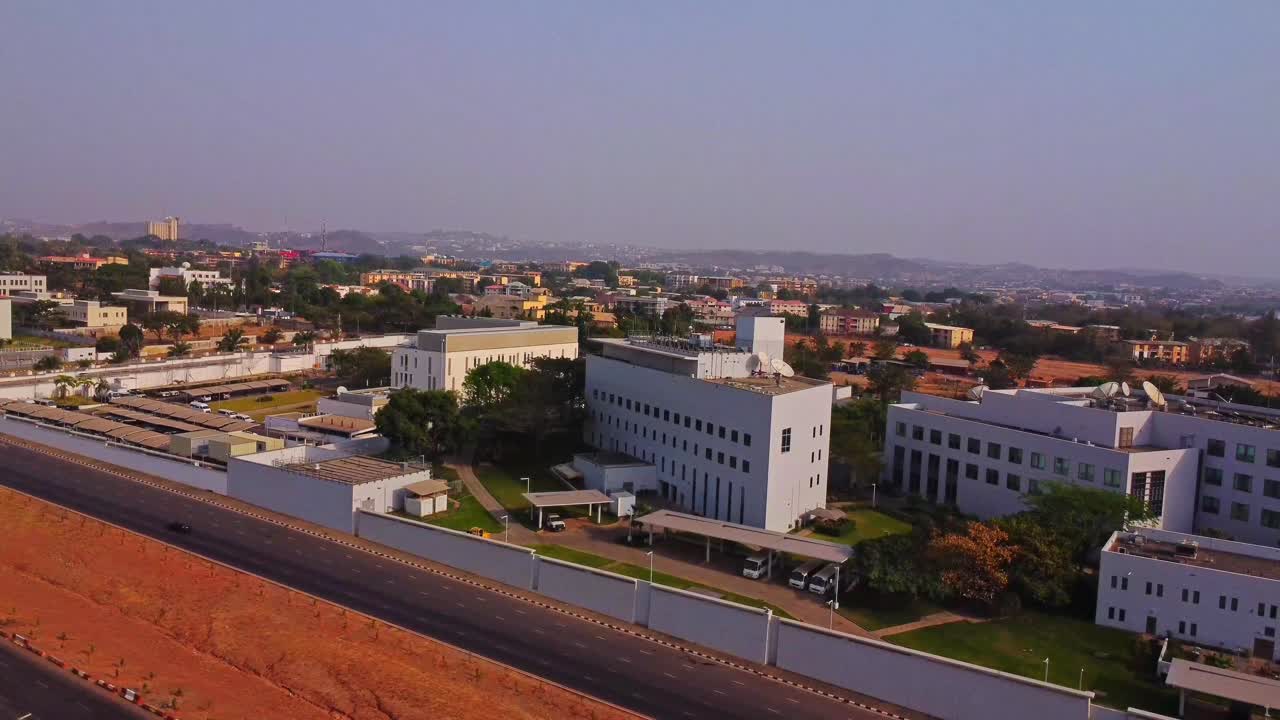 High angle view of the United States Embassy in Abuja, the capital city of Nigeria, Africa