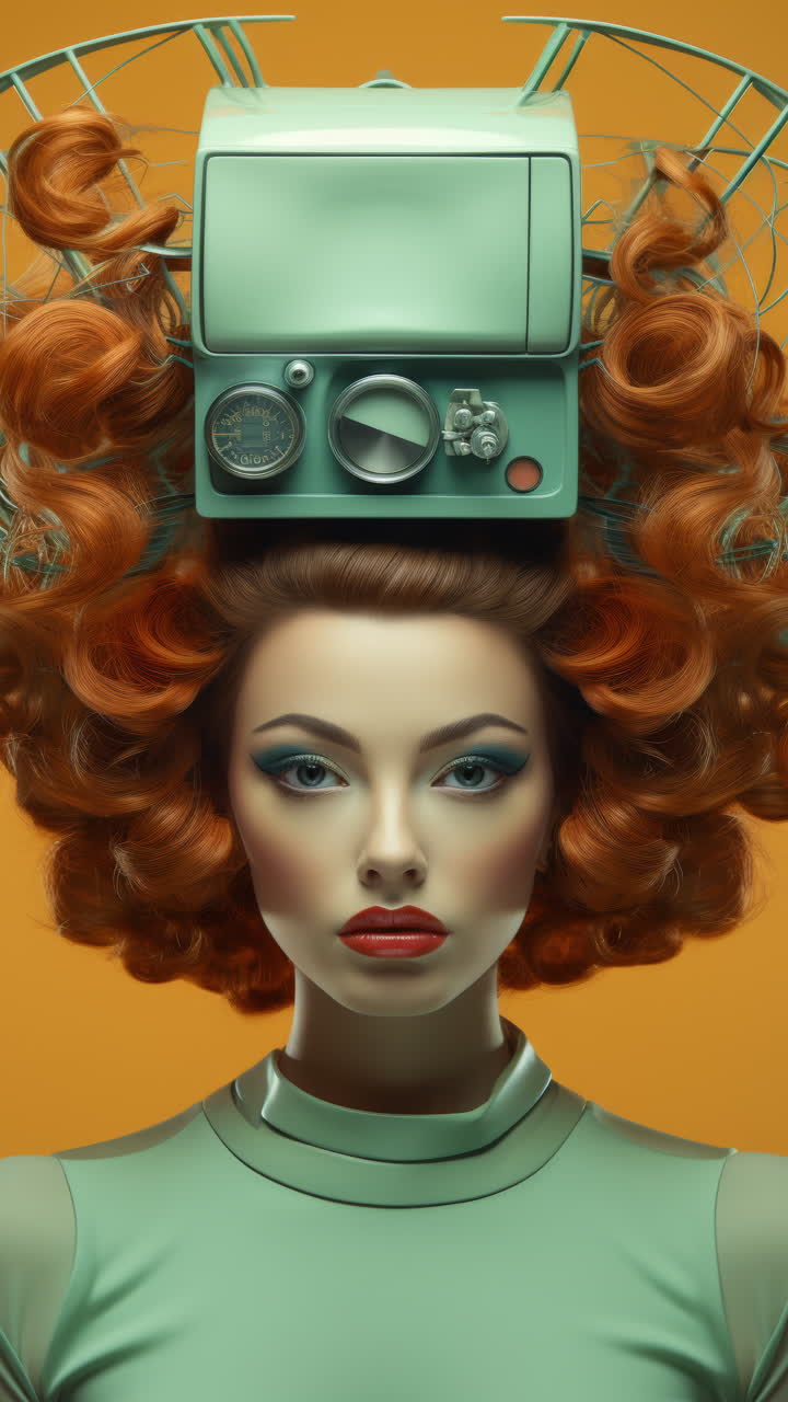 muñecas estatuas femeninas de porcelana con altavoces de audio y auriculares hechos con ai