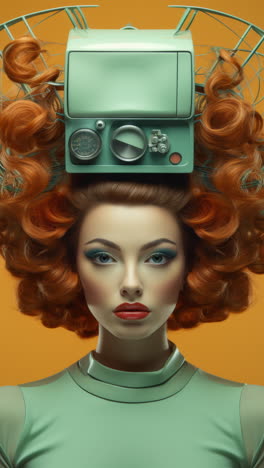 muñecas estatuas femeninas de porcelana con altavoces de audio y auriculares hechos con ai