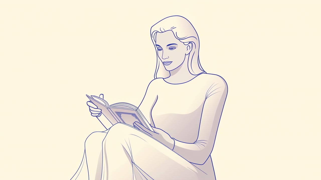 Femme lisant un magazine à la maison, posture détendue, assise en tailleur sur le canapé, tournant les pages lentement, concentrée