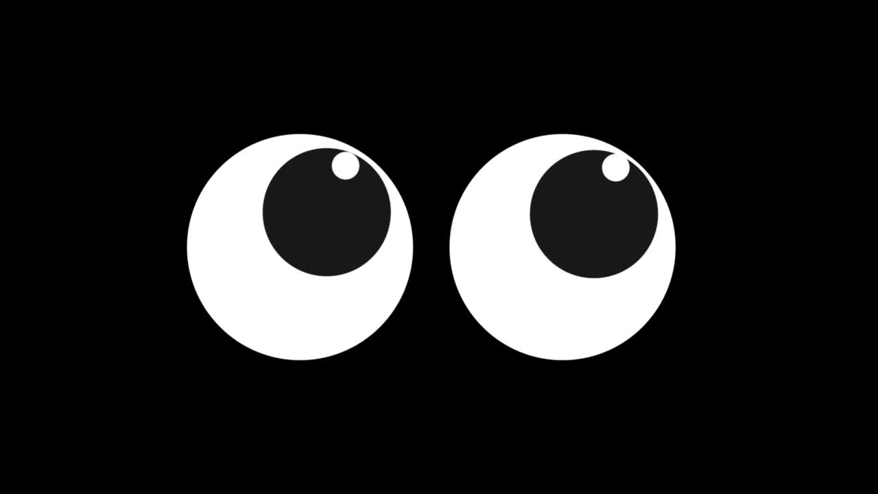 Cartoon styled eyes, looking in various directions on a black background