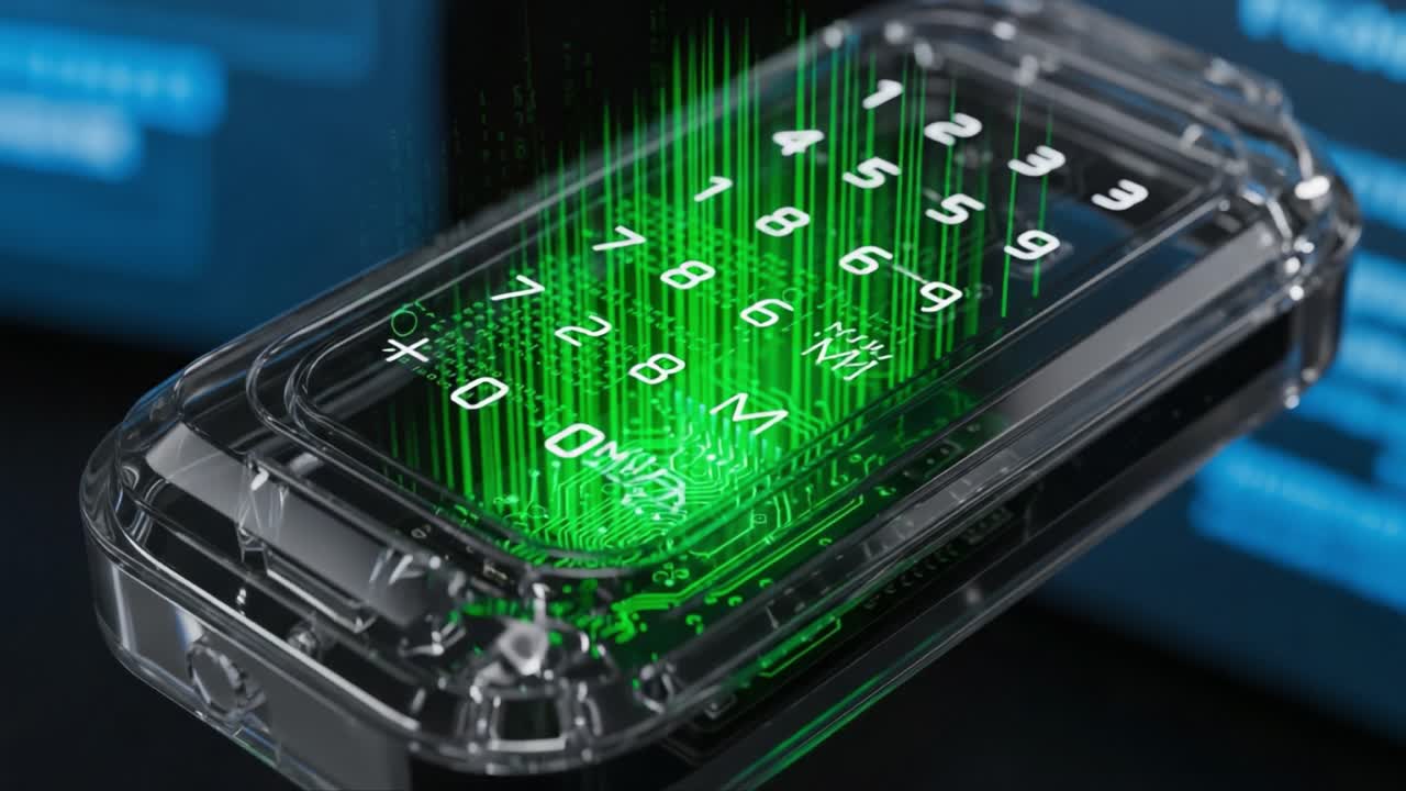 High-Tech Secure Device Featuring Numeric Keypad and Digital Code Display, Showcasing Innovative Technology for Password Protection and Data Encryption
