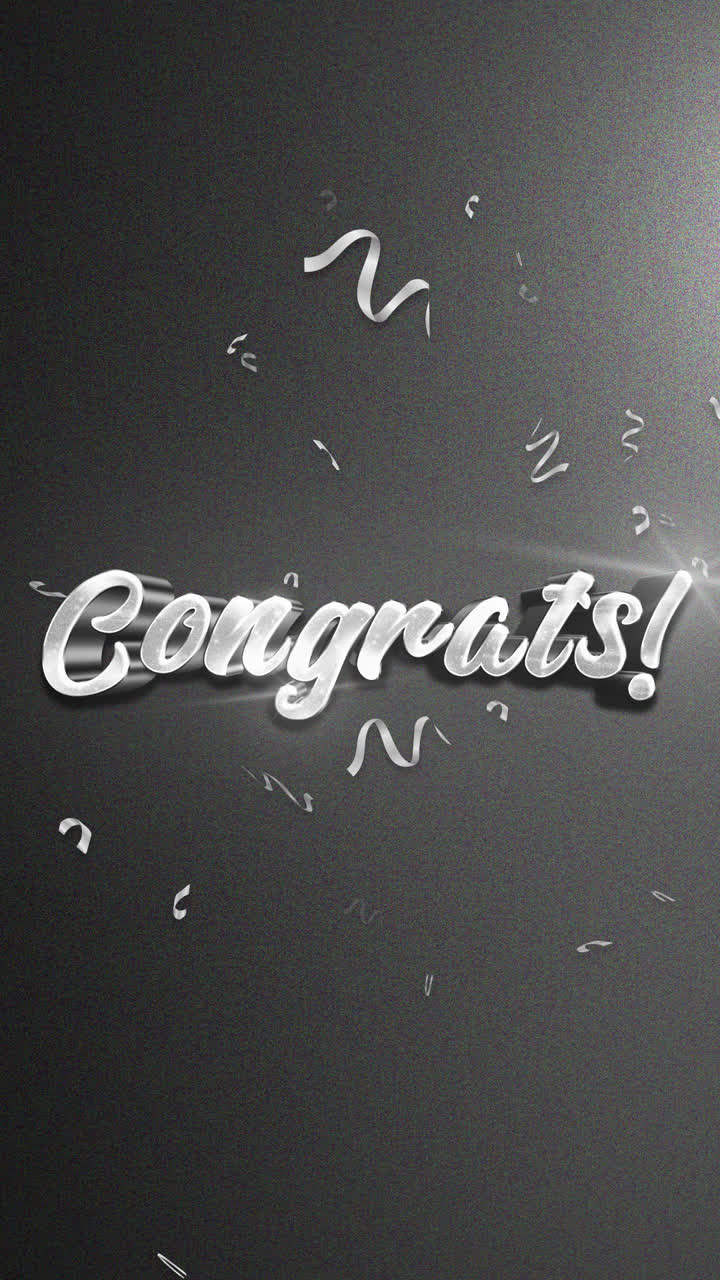 Congrats! with Confetti on Dark Background