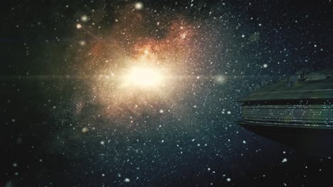 Paso-De-Una-Nave-Nodriza-Espacial-En-El-Espacio-Con-La-Galaxia-Al-Fondo