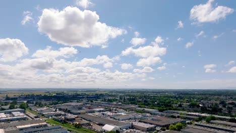 Panoramic-View-Of-Industrial-Buildings-And-Landscape-Near-YVR-Airport-In-Richmond,-British-Columbia,-Canada