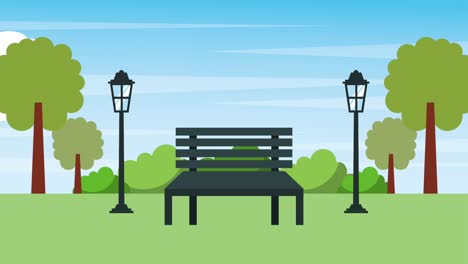 wooden bench in the park landscape